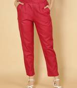 Maroon plain cotton trousers