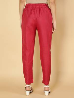 Maroon plain cotton trousers 4