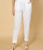 White plain cotton trousers