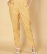 Beige plain cotton trousers