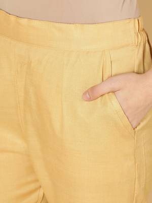 Beige plain cotton trousers 5
