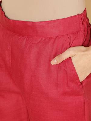 Maroon plain cotton trousers 5