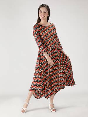Multicolor printed silk blend long-dresses 2
