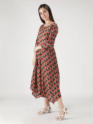 Multicolor printed silk blend long-dresses 3