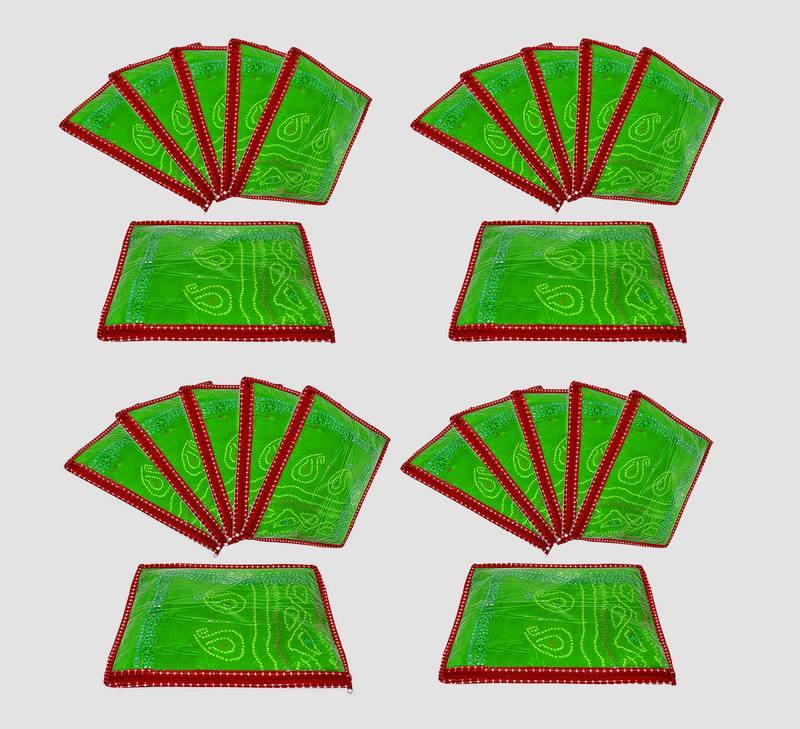 atorakushon Parachute Single Saree Salwar Suit Dress Protection Saree Cover Garment pouch Storage bag Pack 24 (Maroon)