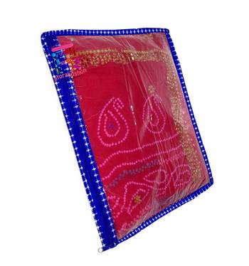 atorakushon Parachute Single Saree Salwar Suit Dress Protection Saree Cover Garment pouch Storage bag Pack 3 (Blue) 2