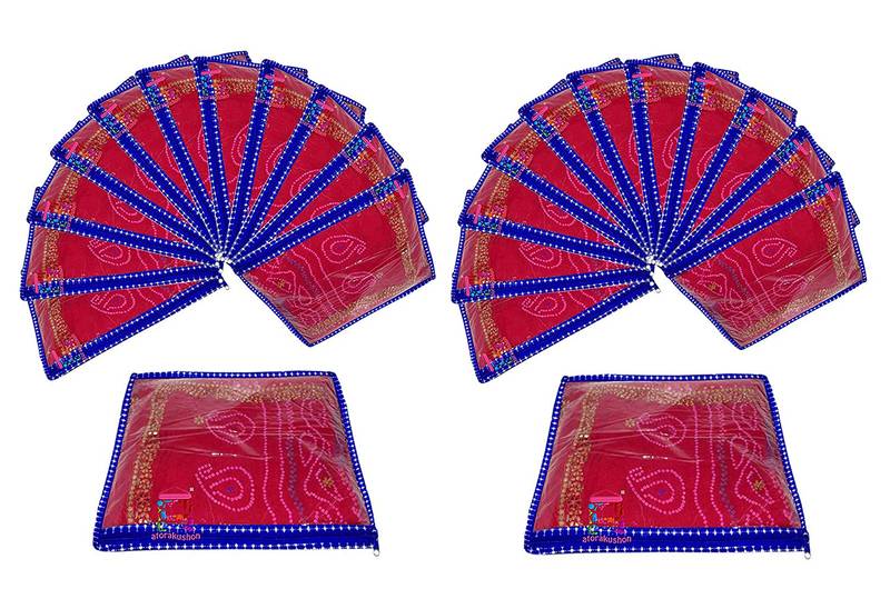 atorakushon Parachute Single Saree Salwar Suit Dress Protection Saree Cover Garment pouch Storage bag Pack 24 (Blue)