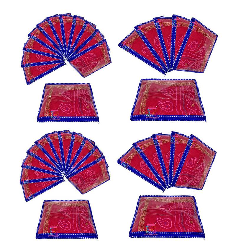 atorakushon Parachute Single Saree Salwar Suit Dress Protection Saree Cover Garment pouch Storage bag Pack 36 (Blue)