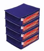 atorakushon Foldable Saree Covers Clothes Storage Bag Wardrobe Organizer For Lehenga Suit Dress & Accessories 4Pcs Blue