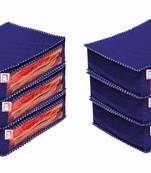 atorakushon Foldable Saree Covers Clothes Storage Bag Wardrobe Organizer For Lehenga Suit Dress & Accessories 6Pcs Blue