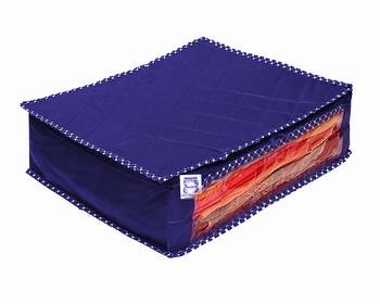 atorakushon Foldable Saree Covers Clothes Storage Bag Wardrobe Organizer For Lehenga Suit Dress & Accessories 8Pcs Blue 2