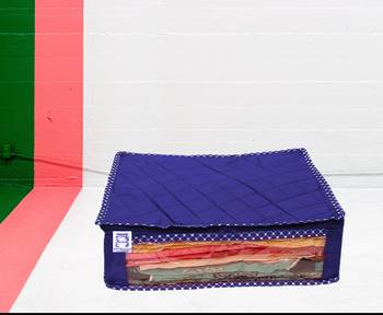 atorakushon Foldable Saree Covers Clothes Storage Bag Wardrobe Organizer For Lehenga Suit Dress & Accessories 8Pcs Blue 5