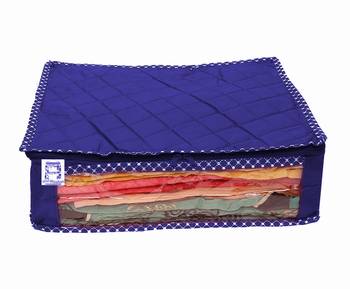 atorakushon Foldable Saree Cover Clothes Storage Bag Wardrobe Organizer For Lehenga Suit Dress & Accessories 12Pcs Blue 4