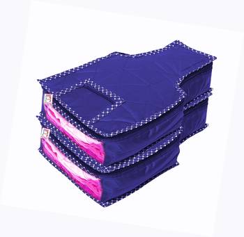 atorakushon Foldable Blouse Covers Clothes Storage Bag Wardrobe Organizer For Lehenga Suit Dress& Accessories 2Pcs Blue 1