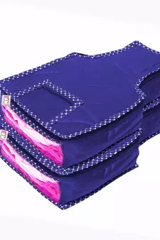 atorakushon Foldable Blouse Covers Clothes Storage Bag Wardrobe Organizer For Lehenga Suit Dress& Accessories 2Pcs Blue
