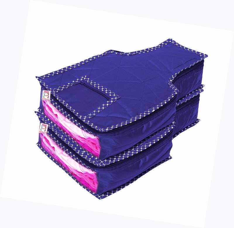 atorakushon Foldable Blouse Covers Clothes Storage Bag Wardrobe Organizer For Lehenga Suit Dress& Accessories 2Pcs Blue