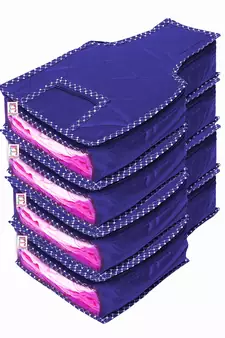 atorakushon Foldable Blouse Covers Clothes Storage Bag Wardrobe Organizer For Lehenga Suit Dress& Accessories 4Pcs Blue