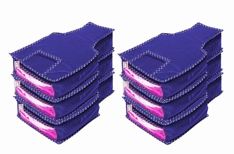 atorakushon Foldable Blouse Covers Clothes Storage Bag Wardrobe Organizer For Lehenga Suit Dress& Accessories 6Pcs Blue
