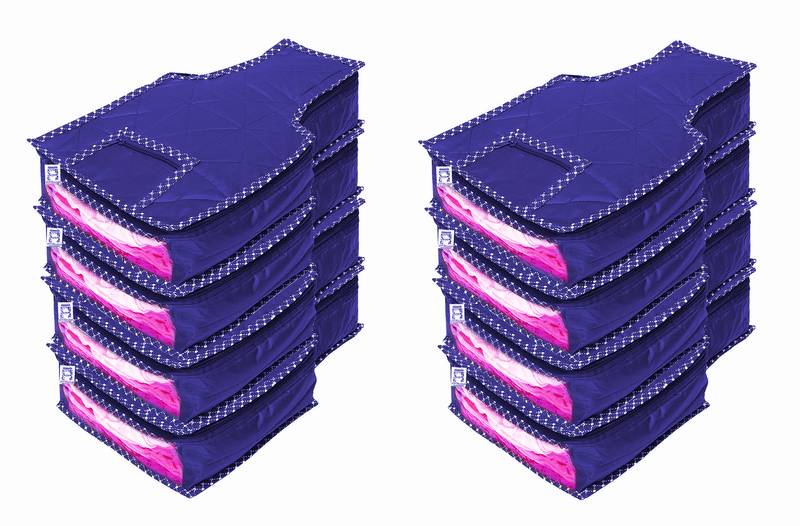 atorakushon Foldable Blouse Covers Clothes Storage Bag Wardrobe Organizer For Lehenga Suit Dress& Accessories 8Pcs Blue