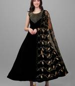 Black embroidered rayon kurtas-and-kurtis