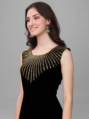 Black embroidered rayon kurtas-and-kurtis 4