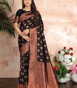 Black Woven Silk Blend Saree With Blouse
