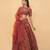 Red High Neck Embroidered Choli With Lehenga Dupatta Set