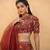 Red High Neck Embroidered Choli With Lehenga Dupatta Set