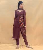 Burnt Brick One Side  Cowl Suit Set