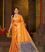 Gold Woven Art Silk Saree With Blouse