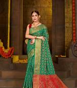 Green Woven Art Silk Saree With Blouse
