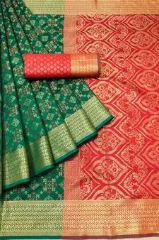 Green Woven Art Silk Saree With Blouse
