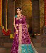 Wine Woven Art Silk Saree With Blouse