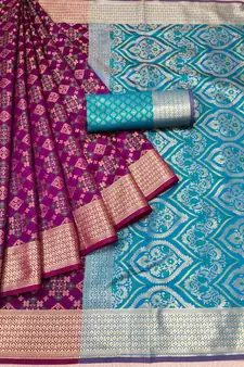Wine Woven Art Silk Saree With Blouse