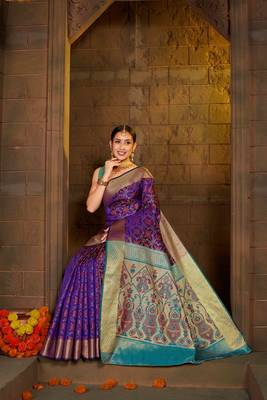 Purple Woven Art Silk Saree With Blouse 2