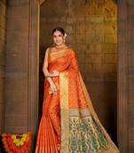 Orange Woven Art Silk Saree With Blouse