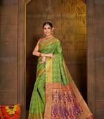 Green Woven Art Silk Saree With Blouse