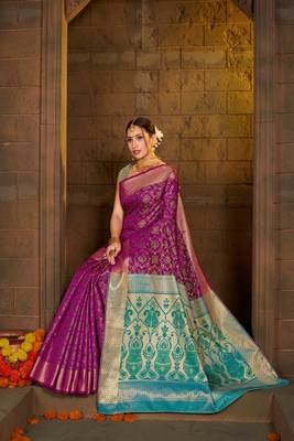 Wine Woven Art Silk Saree With Blouse 2