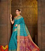 Turquoise Woven Art Silk Saree With Blouse