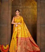 Yellow Woven Art Silk Saree With Blouse