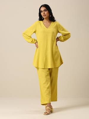 Lime Slub Textured Short Co-Ord Set 1