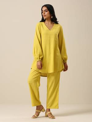 Lime Slub Textured Short Co-Ord Set 2