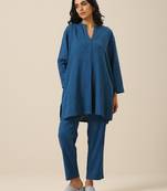 Classic Blue Slub Texture Relax Fit Co-Ord Set