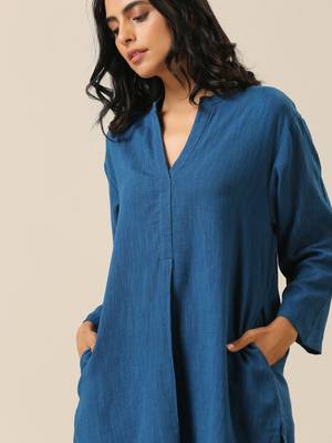 Classic Blue Slub Texture Relax Fit Co-Ord Set 5
