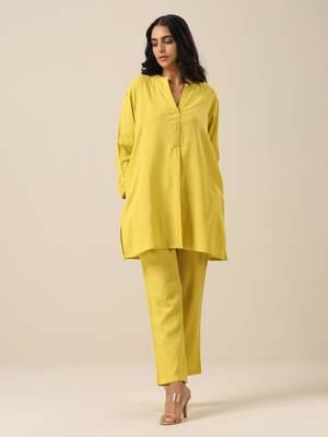 Lime Slub Texture Relax Fit Co-Ord Set 1