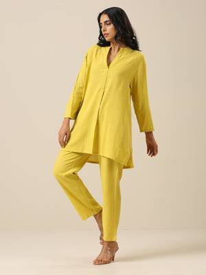 Lime Slub Texture Relax Fit Co-Ord Set 3