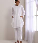 White Dobby Front Placket Co-Ord Set