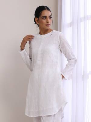 White Dobby Front Placket Co-Ord Set 4