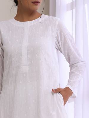 White Dobby Front Placket Co-Ord Set 5