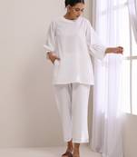 White Dobby Baggy Sleeve Co-Ord Set